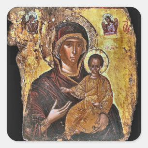 De Theotokos en het Kind Christus Orthodoxe Icoon Vierkante Sticker