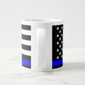 De Thin Blue Line Black en White US vlag Extra Grote Beker (Achterkant)
