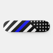 De Thin Blue Line Black en White US vlag Skateboard (Horizontaal)