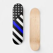 De Thin Blue Line Black en White US vlag Skateboard (Voorkant)