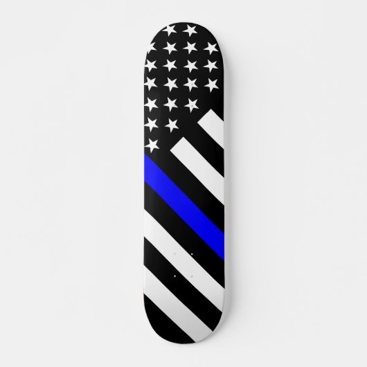 De Thin Blue Line Black en White US vlag Skateboard (Voorkant)