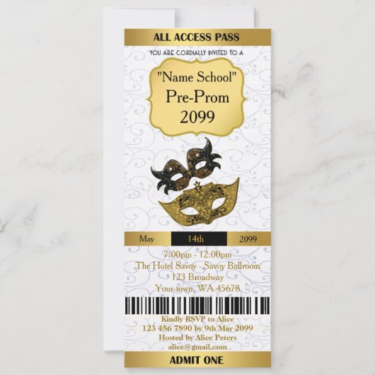 De Ticket Prom van de uitnodiging Trend, om het ev (Voorkant)