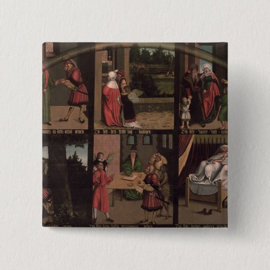 De tien geboden vierkante button 5,1 cm (Voorkant)