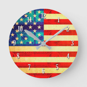 De tijd van Amerika is geld vlag Ronde Klok