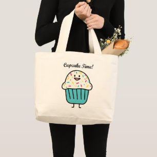 De Tijd van Cupcake met bestrooit zoet Grote Tote Bag