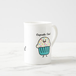 De Tijd van Cupcake met bestrooit zoet Porselein Kop