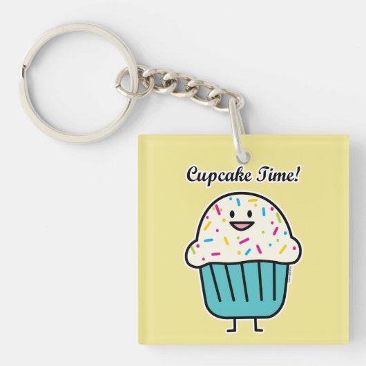 De Tijd van Cupcake met bestrooit zoet Sleutelhanger (Voorkant)
