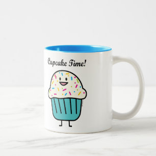 De Tijd van Cupcake met bestrooit zoet Tweekleurige Koffiemok