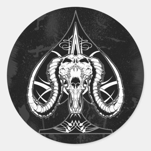 De tijd van schoppen ronde sticker (Voorkant)