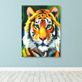 De tijger canvas afdruk (Insitu (Houten vloer))