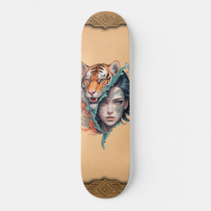 De tijger en de vrouw, kracht en genade. skateboard