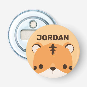 De Tijger van de klap met Persoonlijke Naam Button Flesopener