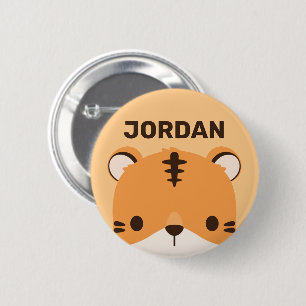De Tijger van de klap met Persoonlijke Naam Ronde Button 5,7 Cm