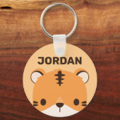 De Tijger van de klap met Persoonlijke Naam Sleutelhanger (Voorkant)