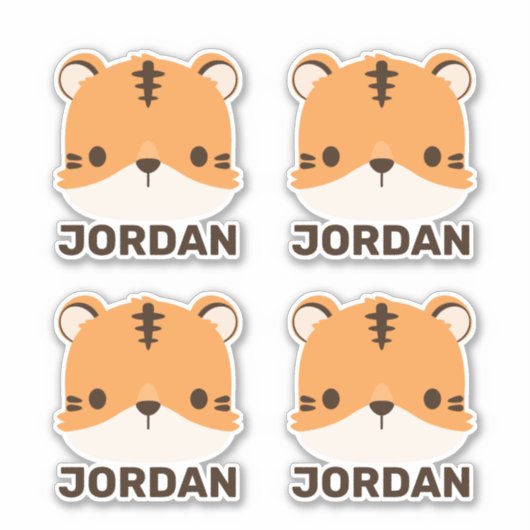 De Tijger van de klap met Persoonlijke Naam Sticker (Voorkant)