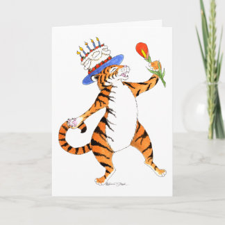 De tijger zingt Gelukkige Verjaardag - Wenskaart Kaart