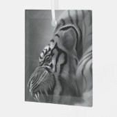 De tijger zwart en wit glas ornament (Voorkant links)