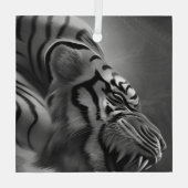 De tijger zwart en wit glas ornament (Achterkant)