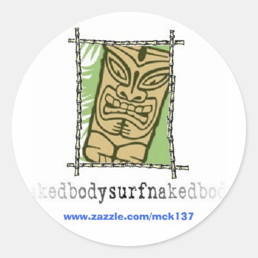 De Tiki Sticker van BSN Bodysurfende Apparel (Voorkant)