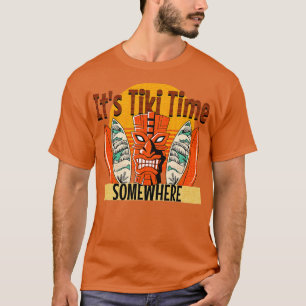 De Tiki Time Somewhere Surfboards Tropical Bar T-shirt
