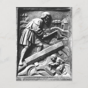 De timmerman, detail van een altarstuk briefkaart