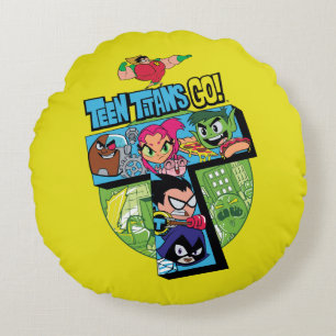 De Titanen van de tiener gaan! de Collage van de Rond Kussen