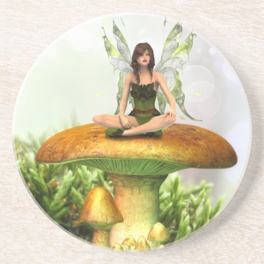 De Toadstool Fairy Zandsteen Onderzetter (Voorkant)