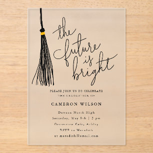 De toekomst is Bright Black Tassel Graduation Part Acryl Uitnodigingen