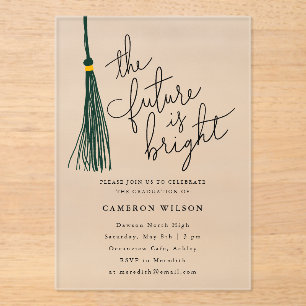 De toekomst is Bright Green Tassel Graduation Part Acryl Uitnodigingen