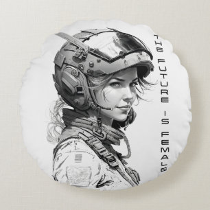 De toekomst is de vrouw wandkunst, de toekomstige rond kussen