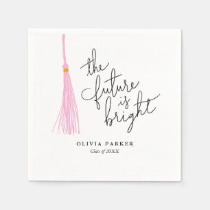 De toekomst is helder Afstuderen licht roze kwastj Servet