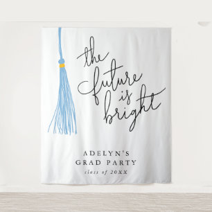 De toekomst is helder lichtblauw Tassel Modern Wandkleed