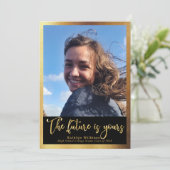 De toekomst is het Gold Script 4-fotoAfstuderen Aankondiging (Staand voorkant)