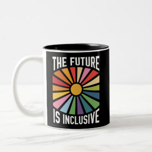 De Toekomst is Inclusief Regenboog Pride Transrech Tweekleurige Koffiemok