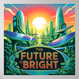 De toekomst is rooskleurig - Solarpunk Poster