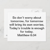 De toekomst. Mattheüs 6:34 Briefkaart (Voorkant / Achterkant)