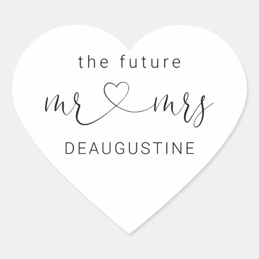 De toekomst Mr en Mrs Heart Wedding Sticker (Voorkant)