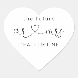 De toekomst Mr en Mrs Heart Wedding Sticker