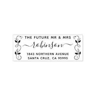 De toekomst Mr. & Mrs Rustic Floral retour adres Rubberstempel