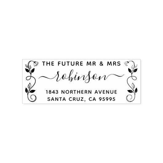 De toekomst Mr. & Mrs Rustic Floral retour adres Rubberstempel (Afrduk)