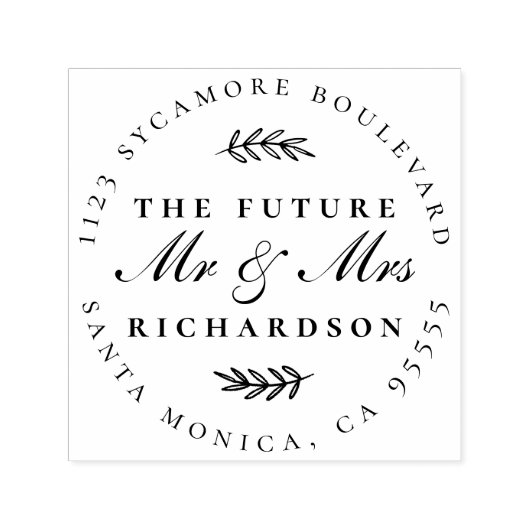 De toekomst Mr & Mrs Script Betrokken Paar Adres Zelfinktende Stempel (Design)