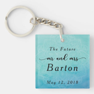 De toekomst Mr & Mrs Typography Blauwgroen & Blue Sleutelhanger