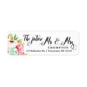 De toekomst Mr. Peony Roos Pastel Waterverven Etiket