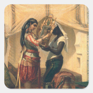 De toilet van de Odalisque Vierkante Sticker