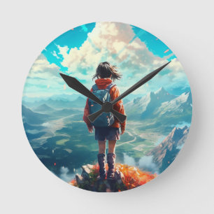 De top in haar ziel   Anime Hiker Girl Ronde Klok