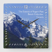 De top van Roger's Pass Wall Clock Vierkante Klok (Voorkant)