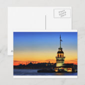 De toren van de Maiden-Kiz Kulesi Briefkaart (Voorkant / Achterkant)