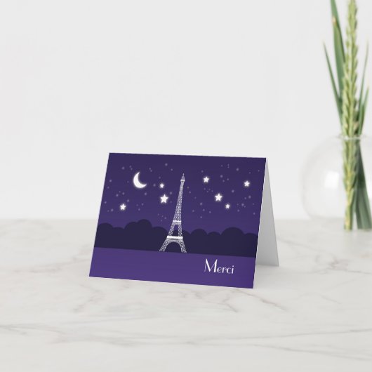 De Toren van Eiffel bij Nacht dankt u kaardt Bedankkaart (Voorkant)