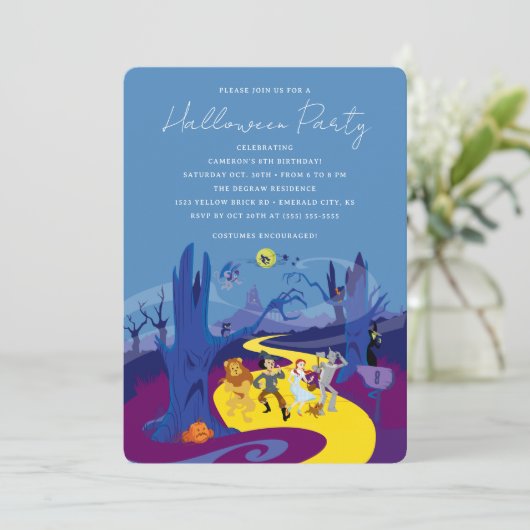 De tovenaar van Oz Spooky Halloween Verjaardagsfee Kaart (Staand voorkant)