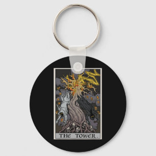 De tower Tarot Kaart Halloween Tree of Life Gothic Sleutelhanger